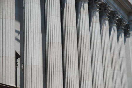 Columns of the U.S. Postal Service's James A. Farley Building, in New York City