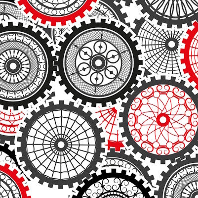 Stylized graphic showing different kinds of gears